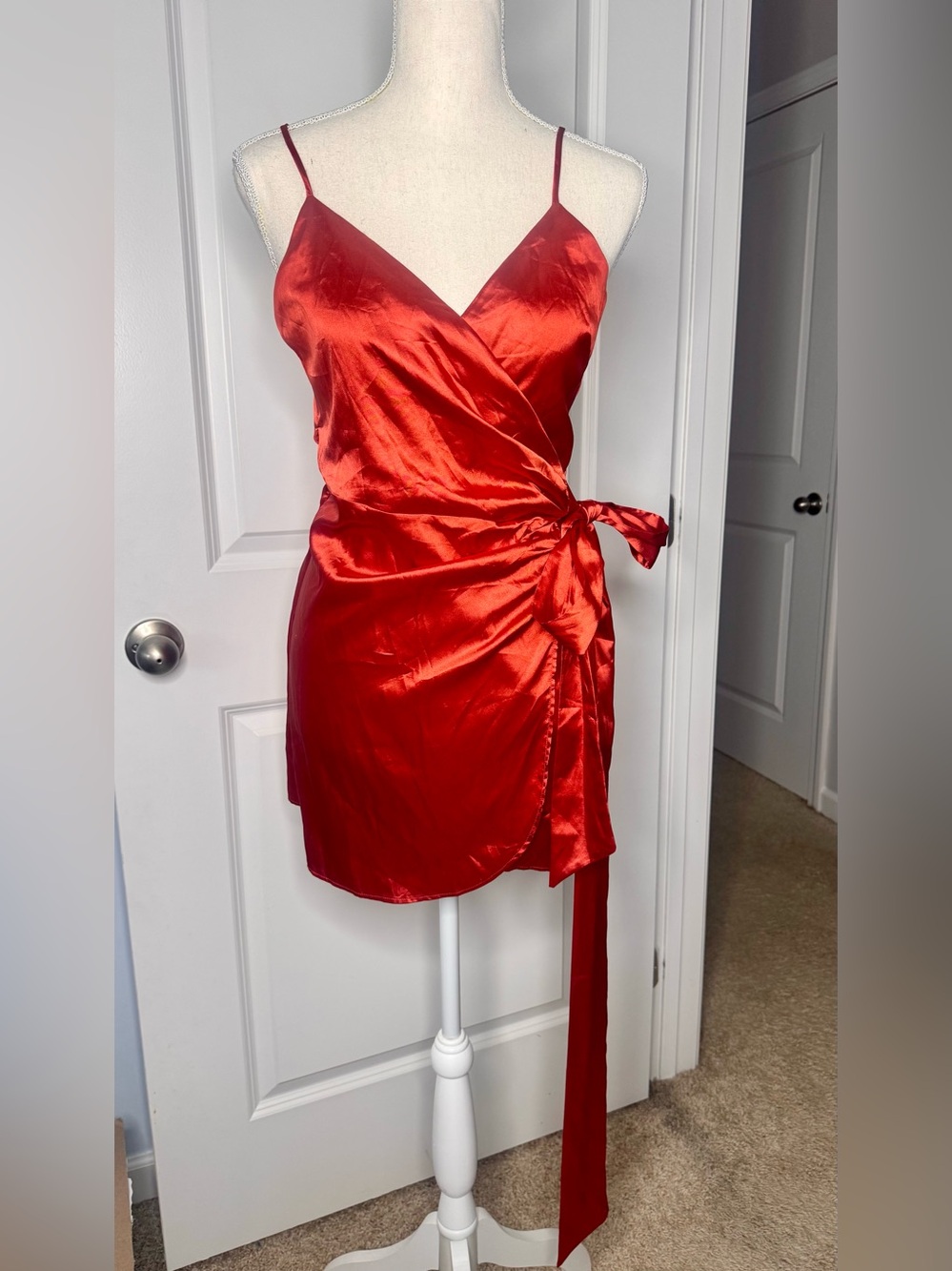 Lucy in the Sky Rust Colored Wrap Mini Dress